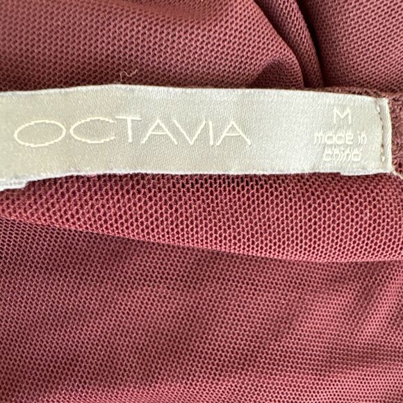 Women’s Formal Red Cocktail Lace Dress Short Mesh Ruffle Elastic Waist Sz M - Picture 10 of 11